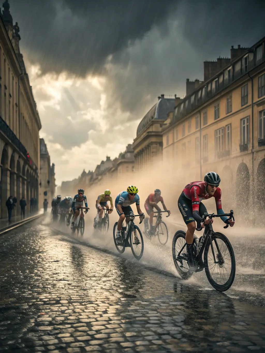 A scenic shot of a cycling race in Saint-Amand-Montrond, showcasing the local culture and sportsmanship.