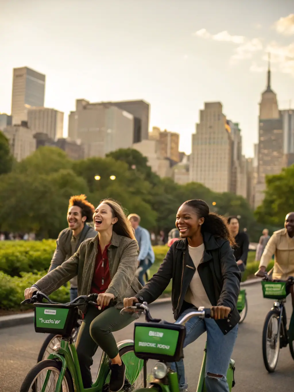 A vibrant image of cyclists of all ages participating in a community cycling workshop, showcasing inclusivity and active participation.