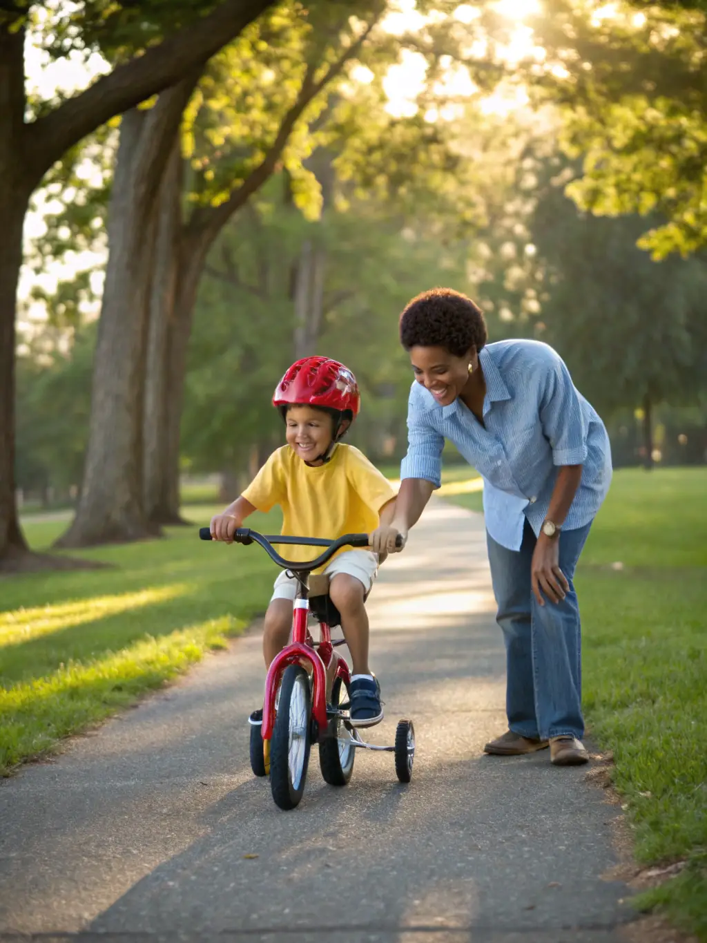 A photo of children participating in a cycling workshop, learning basic bike handling skills from experienced instructors in a safe and supportive environment.