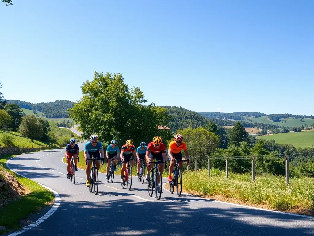 A photograph showcasing a diverse group of cyclists participating in a race organized by CRITERIUMS EXPERIENCE, with the organization's branding visible in the background.